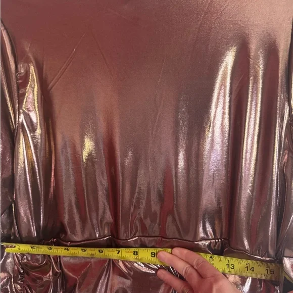 Forever 21 longsleeve pink metallic dress size XL side ruching like new! 🎀 - Picture 5 of 6